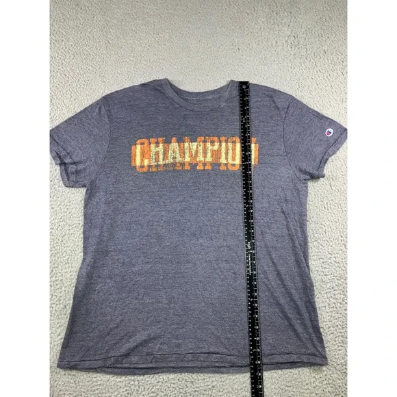 Champion Graphic T-Shirt Men XL Blue Short Sleeve Distressed Logo Crew Neck - Picture 3 of 6